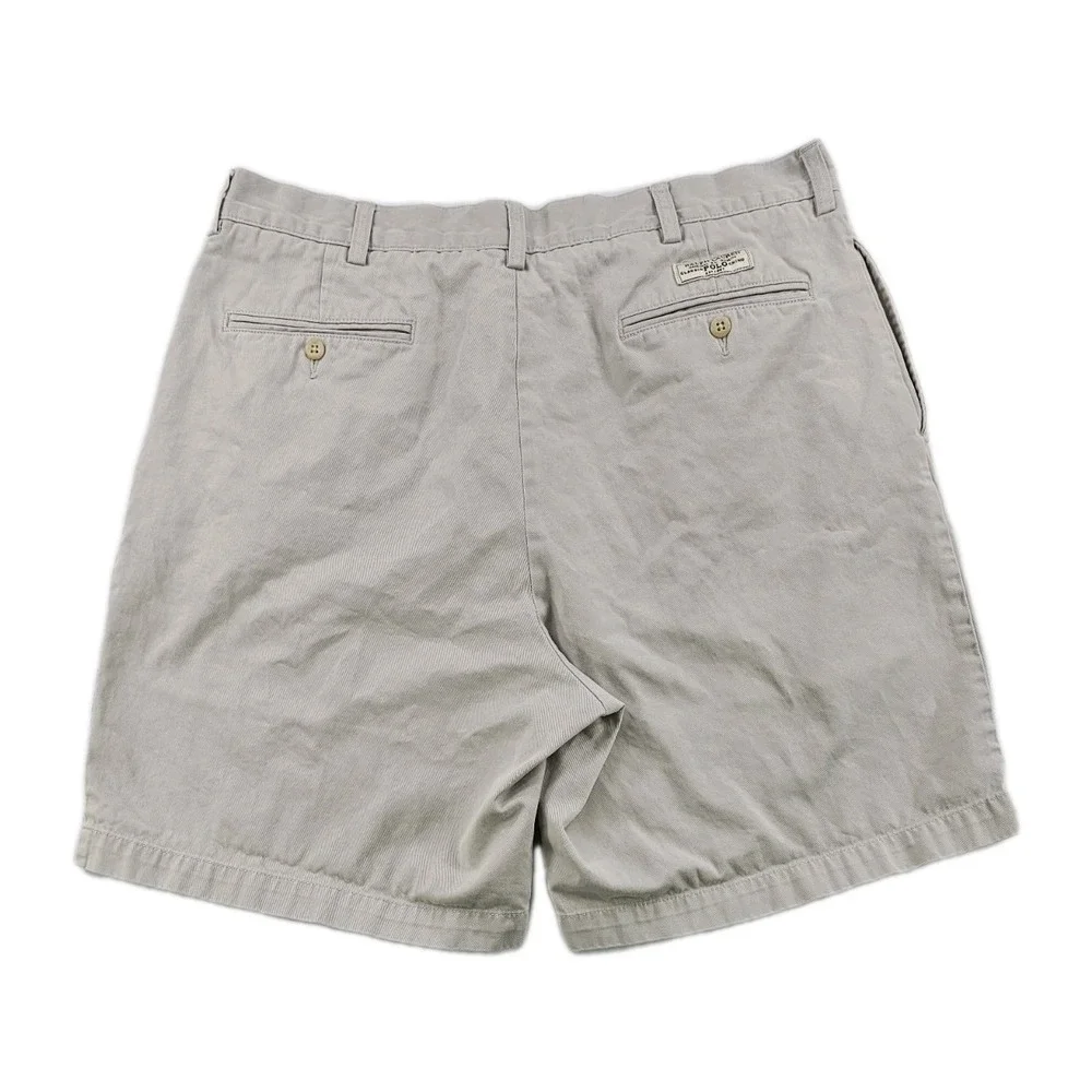Vintage Polo By Ralph Lauren Tyler Cotton Ivory Shorts Men's 36 Pleated Front